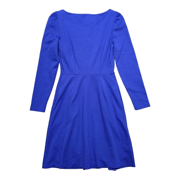 Boden Melanie Ponte Dress Long Sleeve Pleated Greek Blue - Picture 5 of 7